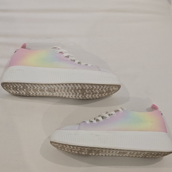 BP. Pastel Rainbow Canvas Sneakers | Y2K Aesthetic Lace-Up Shoes | Size 7 - Picture 2 of 6